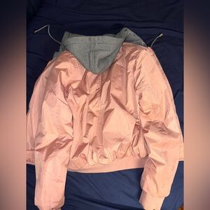 Pink and Gray Hooded Jacket